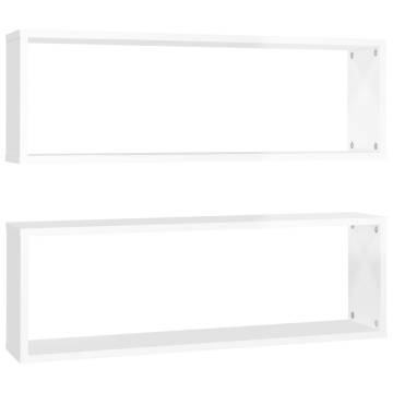 Wall Cube Shelf 2 pcs High Gloss White - Stylish & Durable