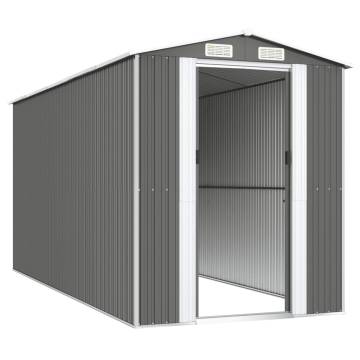 Light Grey Garden Shed - Galvanised Steel 192x440x223 cm