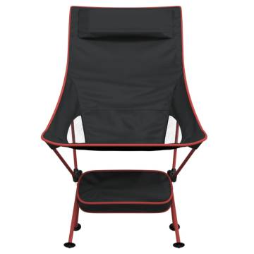 Foldable Camping Chairs - 2pcs Black Oxford Fabric & Aluminium