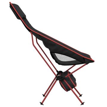 Foldable Camping Chairs - 2pcs Black Oxford Fabric & Aluminium