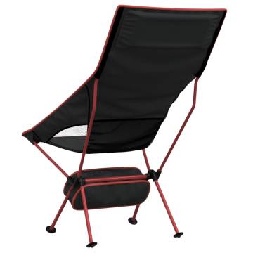 Foldable Camping Chairs - 2pcs Black Oxford Fabric & Aluminium