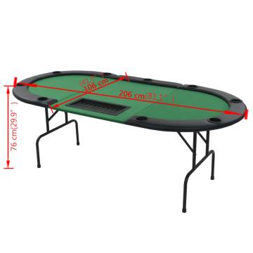 9-Player Folding Poker Table - Green 3 Fold Design