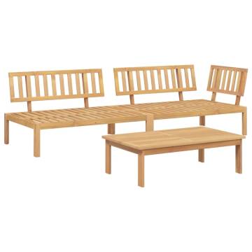 3 Piece Garden Pallet Sofa Set - Solid Wood Acacia | HipoMarket UK