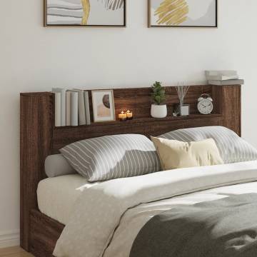 Headboard Cabinet with LED in Brown Oak | Stylish & Modern Design