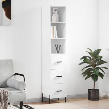 Elegant Highboard White 34.5x34x180 cm Engineered Wood