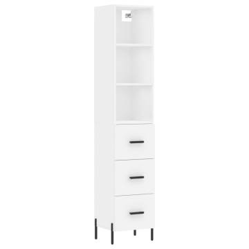 Elegant Highboard White 34.5x34x180 cm Engineered Wood