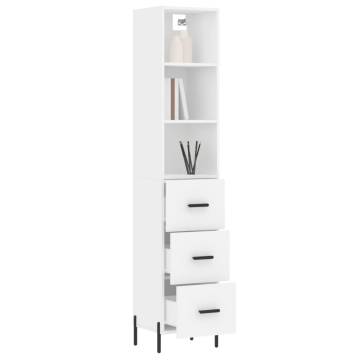 Elegant Highboard White 34.5x34x180 cm Engineered Wood