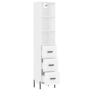 Elegant Highboard White 34.5x34x180 cm Engineered Wood