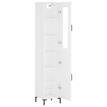 Stylish Highboard in White - 34.5x34x180 cm Engineered Wood