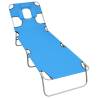 Folding Sun Lounger with Head Cushion - Turquoise Blue