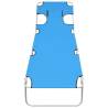 Folding Sun Lounger with Head Cushion - Turquoise Blue