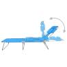 Folding Sun Lounger with Head Cushion - Turquoise Blue