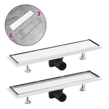 Stylish Shower Drain 53x14 cm Stainless Steel - 2-in-1 Cover