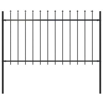 Garden Fence with Spear Top Steel 1.7x1 m Black - Hipomarket