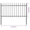 Garden Fence with Spear Top Steel 1.7x1 m Black - Hipomarket