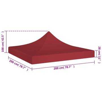 Burgundy Party Tent Roof 2x2 m | Weather Resistant Canopy