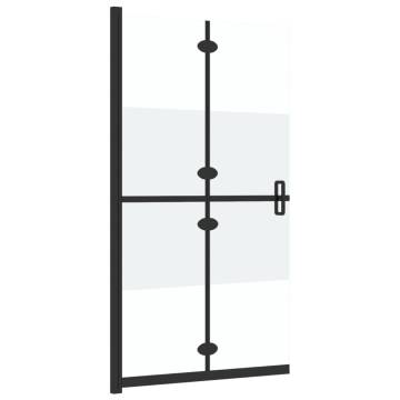 Foldable Walk-in Shower Wall - Half Frosted ESG Glass 80x190 cm