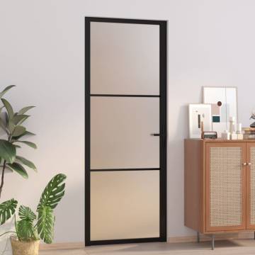 Modern Black Matt Glass Interior Door - 76x201.5 cm