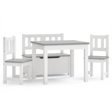 4 Piece Children Table & Chair Set - White & Grey MDF