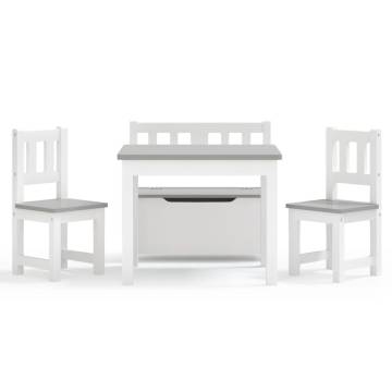 4 Piece Children Table & Chair Set - White & Grey MDF