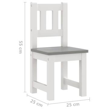 4 Piece Children Table & Chair Set - White & Grey MDF