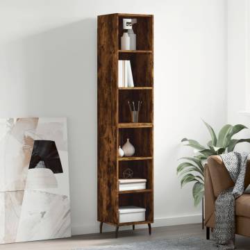 Elegant Highboard in Smoked Oak - 34.5x32.5x180 cm