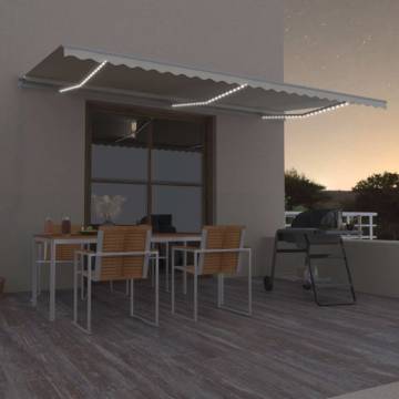 Manual Retractable Awning with LED - 600x300 cm Cream