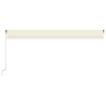 Manual Retractable Awning with LED - 600x300 cm Cream