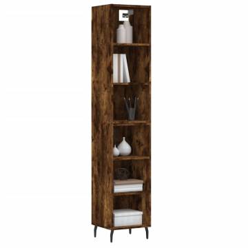 Elegant Highboard in Smoked Oak - 34.5x32.5x180 cm