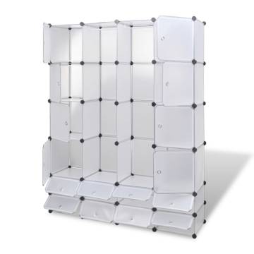 Stylish Modular Cabinet with 18 Compartments - White