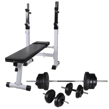 Adjustable Workout Bench & 60.5kg Weight Set - Home Gym