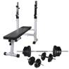 Workout Bench with Weight Rack, Barbell and Dumbbell Set 60.5kg Weight 60.5 kg 