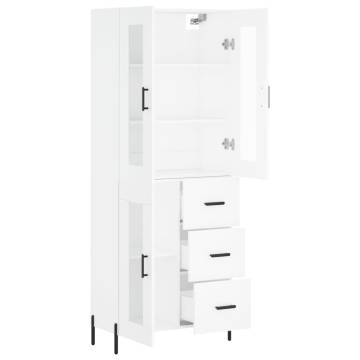 Stylish Highboard White 69.5x34x180 cm - Durable Storage Solution