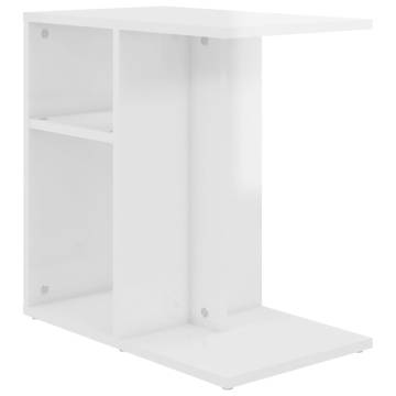 Stylish High Gloss White Side Table - 50x30x50 cm