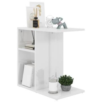 Stylish High Gloss White Side Table - 50x30x50 cm