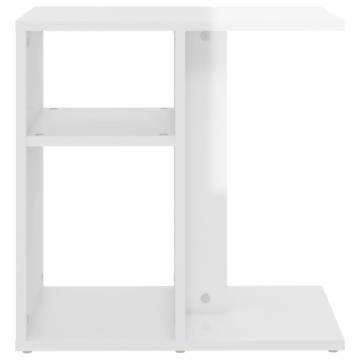 Stylish High Gloss White Side Table - 50x30x50 cm