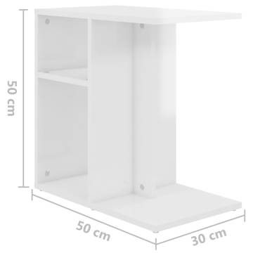 Stylish High Gloss White Side Table - 50x30x50 cm