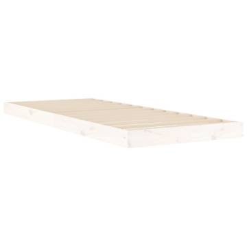 White Bed Frame 75x190 cm - Small Single Solid Pine Wood