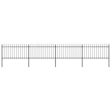 Elegant Black Garden Fence with Spear Top - 6.8x1 m