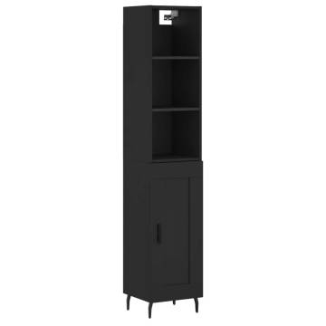 Stylish Highboard Black 34.5x34x180 cm - Engineered Wood