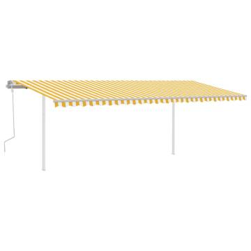 Manual Retractable Awning with LED - Yellow & White, 6x3.5m