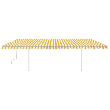 Manual Retractable Awning with LED - Yellow & White, 6x3.5m