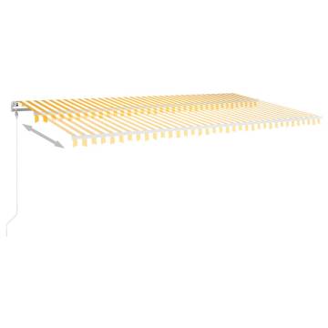 Manual Retractable Awning with LED - Yellow & White, 6x3.5m