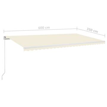 Manual Retractable Awning with LED - Cream 600x350 cm