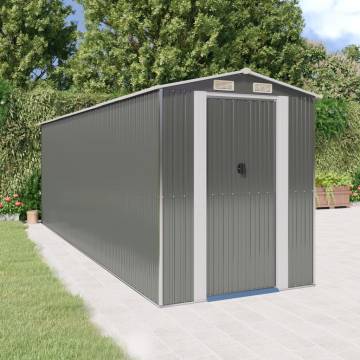 Light Grey Garden Shed - Galvanised Steel, 192x606x223 cm