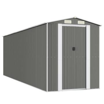 Light Grey Garden Shed - Galvanised Steel, 192x606x223 cm