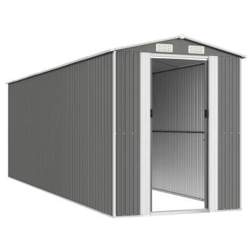 Light Grey Garden Shed - Galvanised Steel, 192x606x223 cm