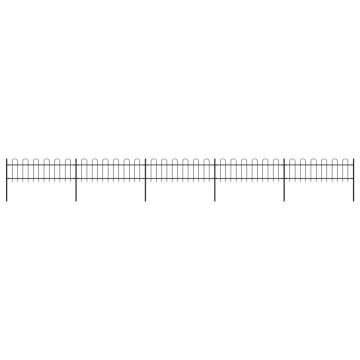 Garden Fence with Hoop Top Steel 8.5x0.6 m - Black