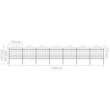 Garden Fence with Spear Top Steel - 11.9m Black | HipoMarket