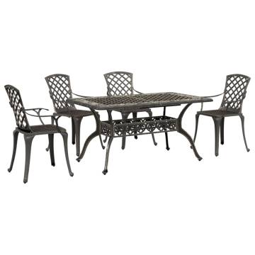 5 Piece Garden Dining Set - Bronze Cast Aluminium | HipoMarket